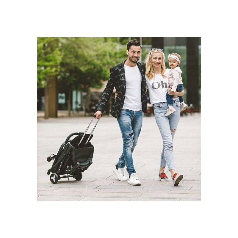 Carucior sport, FreeON, Diamond, Pliabil tip troler, Cadru din aluminiu, 6.8 Kg, Spatar reglabil, Pliere compacta pentru avion, Cu maner pentru transport, Suport pentru sticla, Conform cu standardul european EN 1888-1:2018, Black