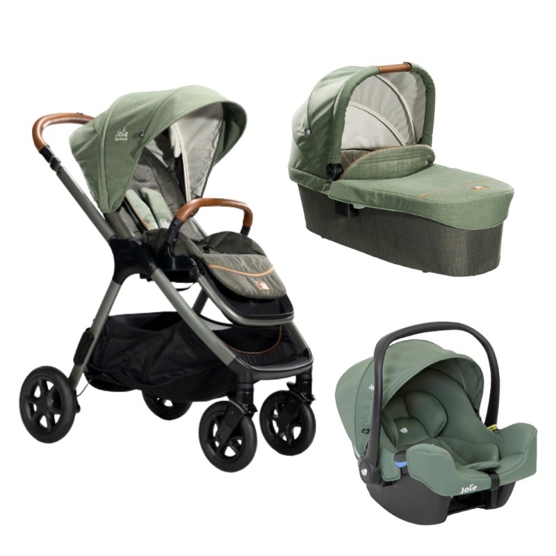 Carucior pentru copii multifunctional 3 in 1 Finiti Signature Pine/Laurel (Carucior Finiti Pine+ Landou Ramble XL Pine+ scoica i-Snug Laurel), Joie