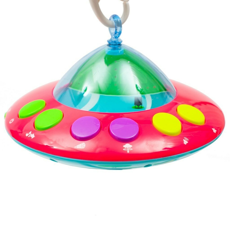Carusel muzical pentru patut bebelusi, Cu proiectii, Cu 107 melodii si sunete ale naturii, Cu 4 jucarii, Baby Mix, Blue