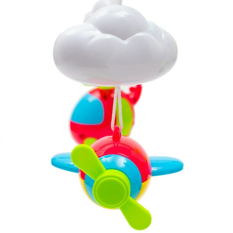 Carusel muzical pentru patut bebelusi, Cu proiectii, Cu 107 melodii si sunete ale naturii, Cu 4 jucarii, Baby Mix, Blue