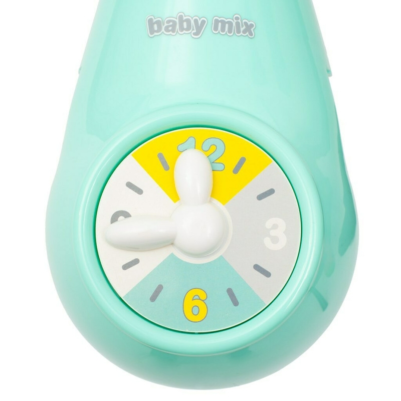 Carusel muzical pentru patut bebelusi, Cu proiectii, Cu melodii si sunete ale naturii, Cu 10 jucarii si ceas de jucarie pe suport, Baby Mix, Mint