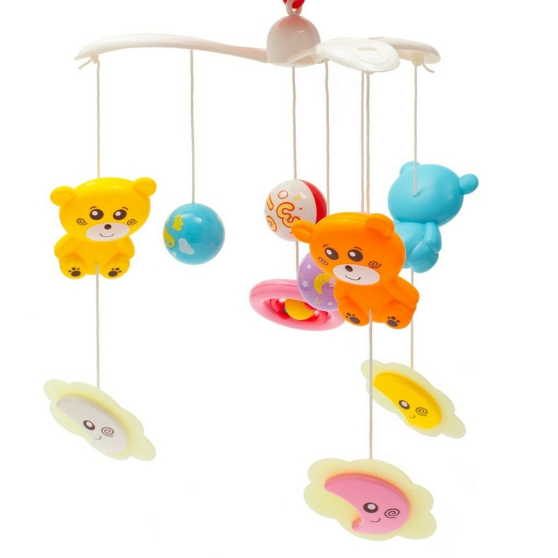 Carusel muzical pentru patut bebelusi, Cu proiectii, Cu melodii si sunete ale naturii, Cu 11 jucarii, Baby Mix, Red