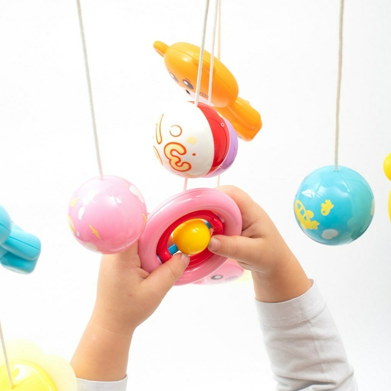 Carusel muzical pentru patut bebelusi, Cu proiectii, Cu melodii si sunete ale naturii, Cu 11 jucarii, Baby Mix, Red