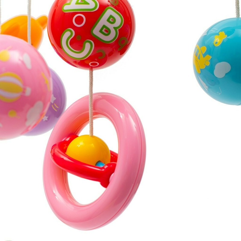 Carusel muzical pentru patut bebelusi, Cu proiectii, Cu melodii si sunete ale naturii, Cu 11 jucarii, Baby Mix, Red