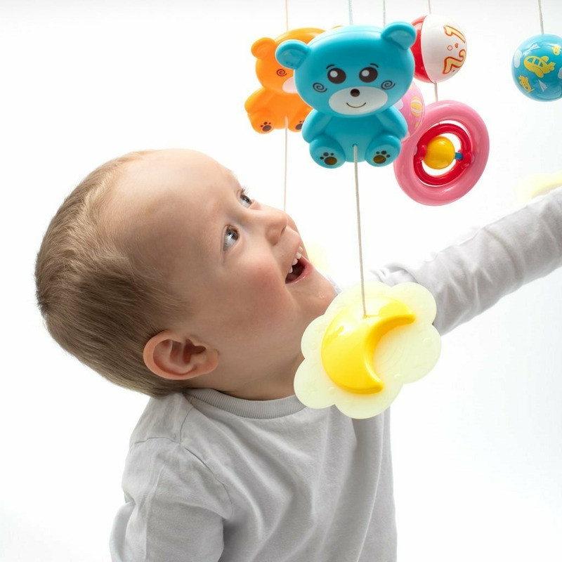 Carusel muzical pentru patut bebelusi, Cu proiectii, Cu melodii si sunete ale naturii, Cu 11 jucarii, Baby Mix, Red