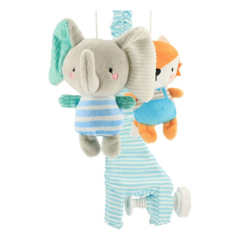 Carusel muzical pentru patut, Cu 5 jucarii din plus, Elephants and foxes, Baby Mix