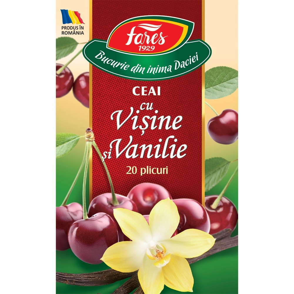 Ceai cu visine si vanilie, 20 plicuri, Fares