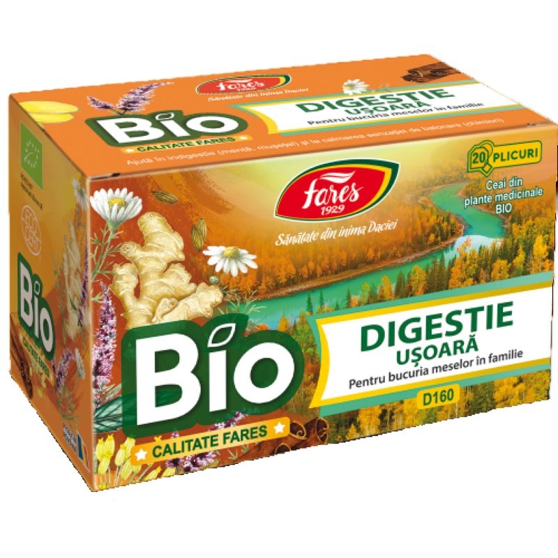 Ceai Digestie usoara Bio D160, 20 plicuri, Fares