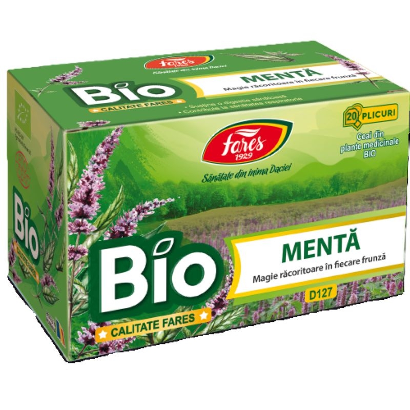 Ceai menta Bio D127, 20 plicuri, Fares