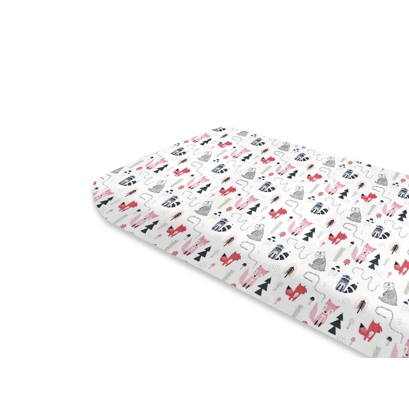Cearceaf cu elastic, MimiNu, Pentru pat 160x80 cm, Din bumbac certificat Oeko Tex Standard 100, Design, Fox