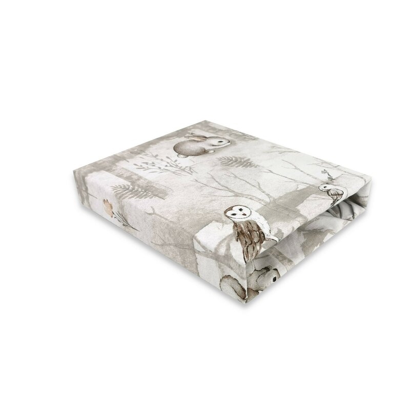 Cearceaf cu elastic, MimiNu, Pentru pat 160x80 cm, Din bumbac certificat Oeko Tex Standard 100, Design, Woodland