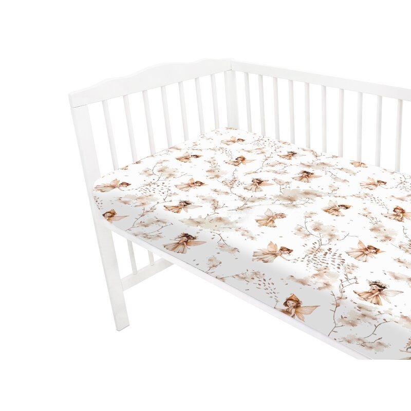 Cearceaf cu elastic, MimiNu, Pentru patut 120X60 cm, Din bumbac certificat Oeko Tex Standard 100, Fairy