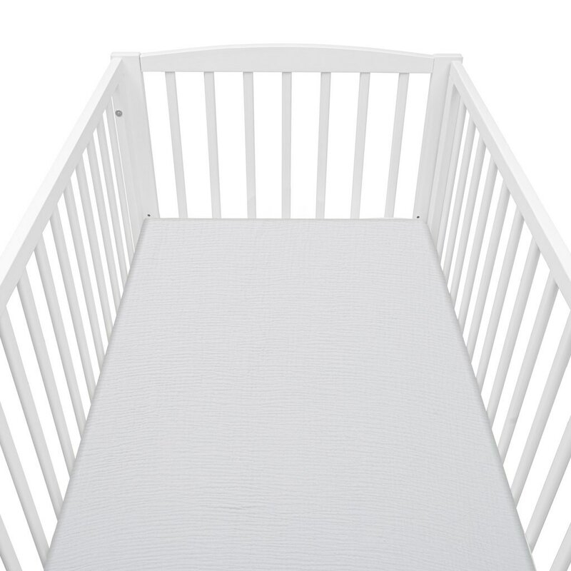 Cearceaf cu elastic, New Baby, Din muselina, Pentru patut 120x60 cm, Din bumbac, 90x150 cm, Certificat Oeko Tex Standard 100, Grey