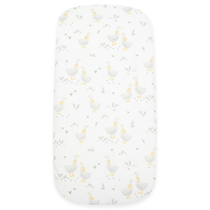 Cearceaf cu elastic, New Baby, Pentru landou, Din Bumbac certificat Oeko-Tex 100, 35 x 75 cm, 0 luni+, Goose