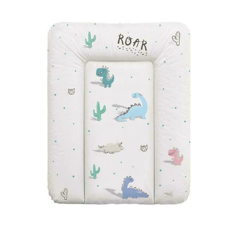 Ceba Baby - Saltea de infasat moale cu dinozauri, Fara ftalati, 70 x 50 cm, Multicolor
