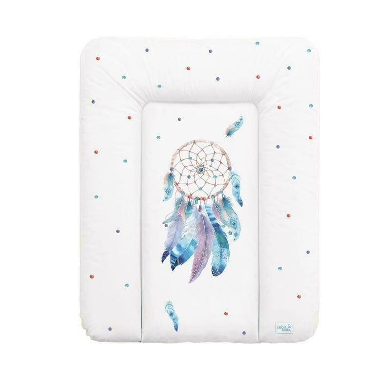 Ceba Baby - Saltea de infasat moale Dream Catcher, Fara ftalati, 70 x 50 cm, Alb/Albastru