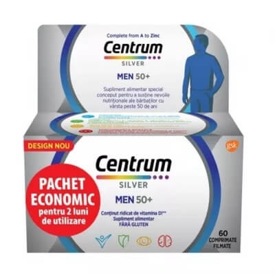 Centrum Silver 50+ pentru barbati, 60 comprimate, GSK (Haleon)