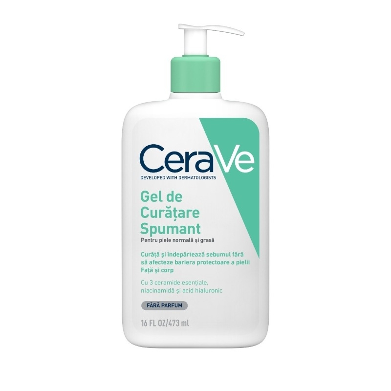 Gel de curatare spumant piele normal-mixta, 473ml, Cerave