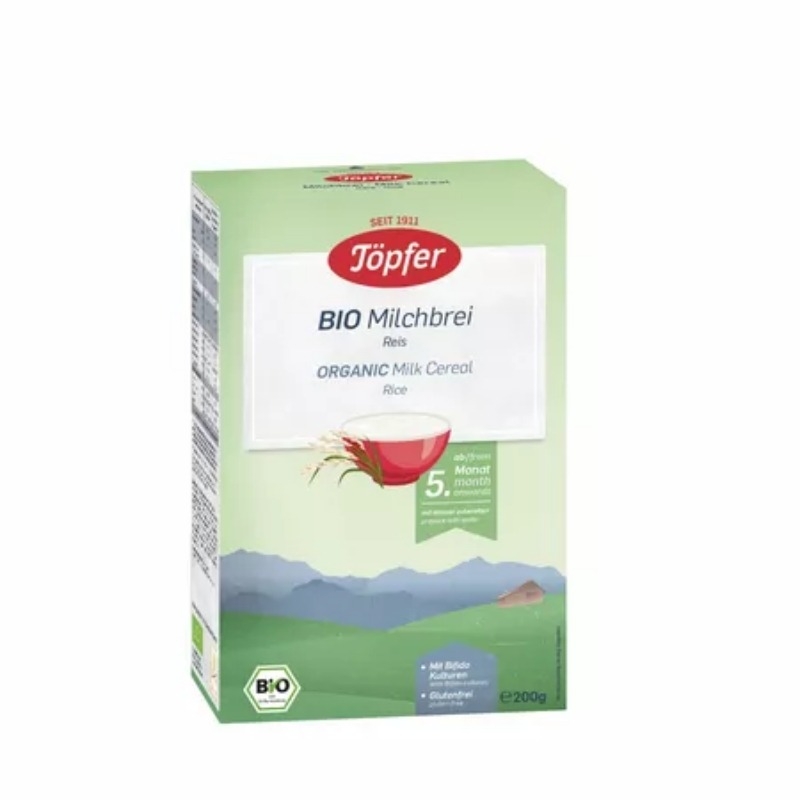 Cereale Bio orez cu lapte de la 5 luni, 200 g, Topfer