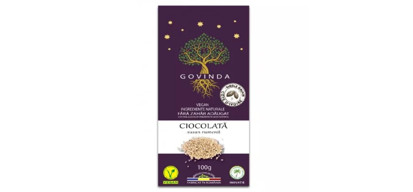 Govinda - Ciocolata artizanala cu susan 100g