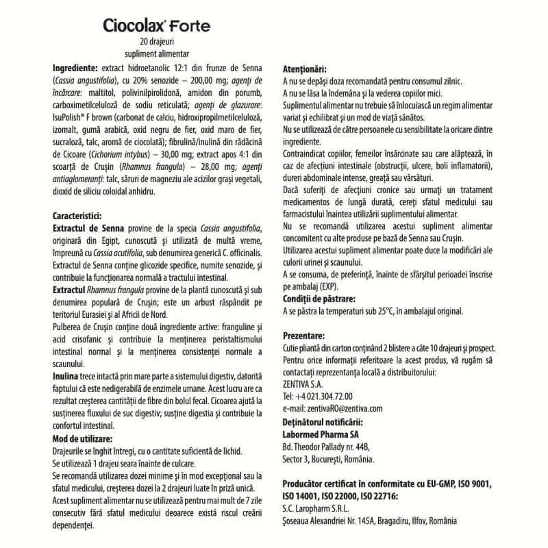 Ciocolax Forte, 20 drajeuri, Labormed