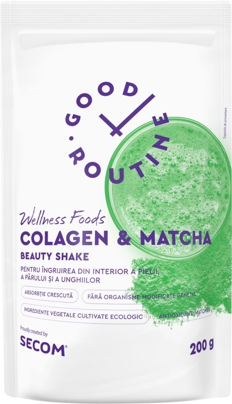 Colagen si matcha Beauty Shake Good Routine Wellness Foods, 200 g, Secom Colagen si matcha Beauty Shake Good Routine Wellness Foods, 200 g, Secom