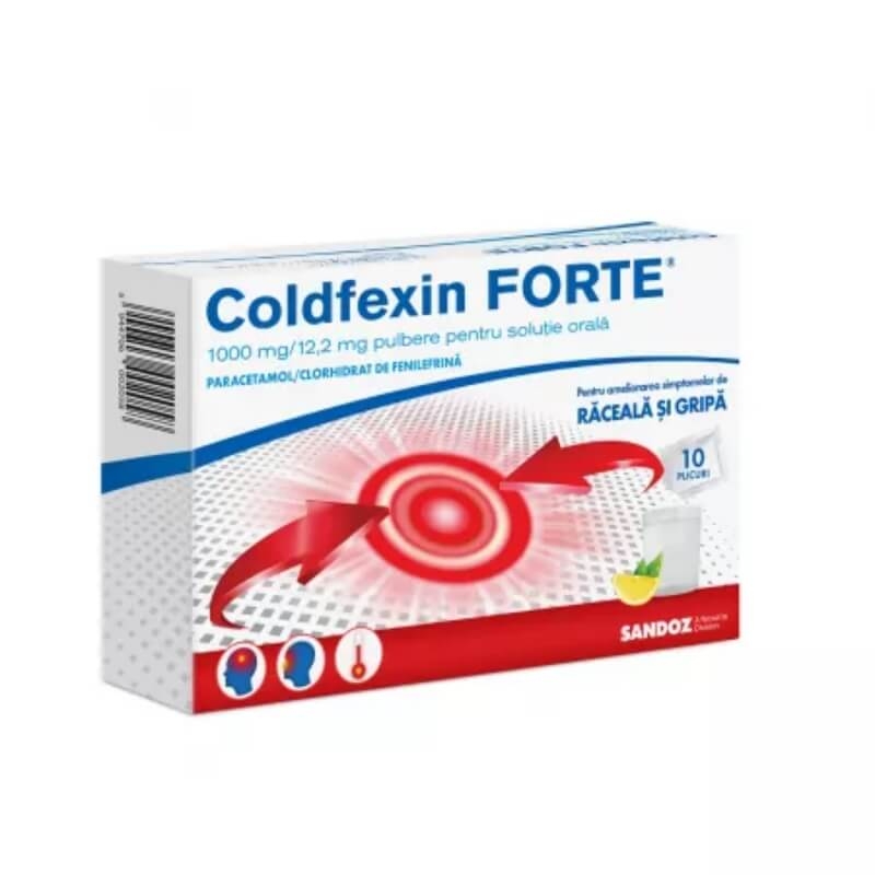 Coldfexin FORTE 1000 mg/12,2 mg pulbere pentru solutie orala, 10 plicuri, Sandoz