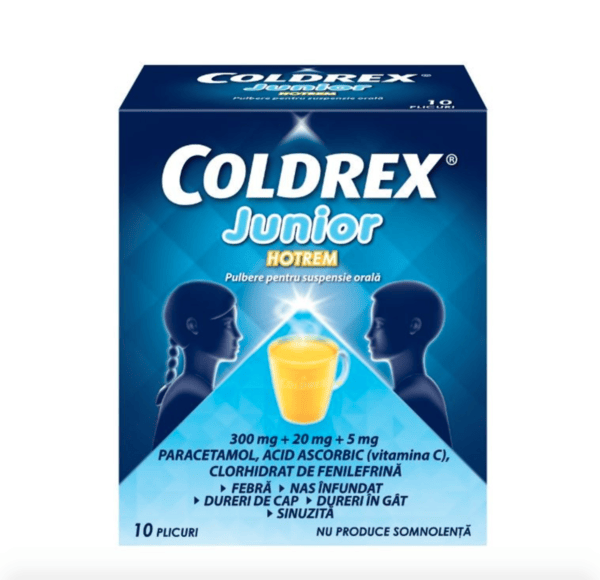 Coldrex Junior Hotrem, 300 mg + 20 mg + 5 mg, 10 plicuri, Perrigo