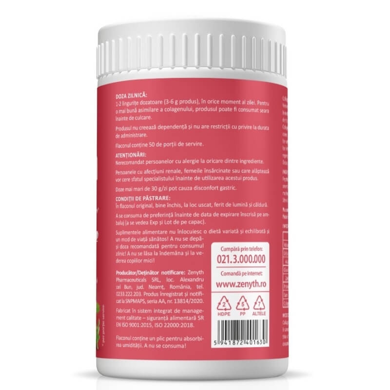 Collagen Strawberry pulbere cu aroma de capsuni, 150 g, Zenyth Collagen Strawberry pulbere cu aroma de capsuni, 150 g, Zenyth