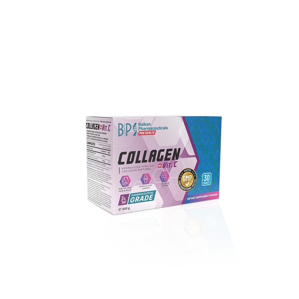Collagen+Vit.C 10 g pulbere pentru solutie orala, 30 plicuri, Balkan Pharmaceuticals