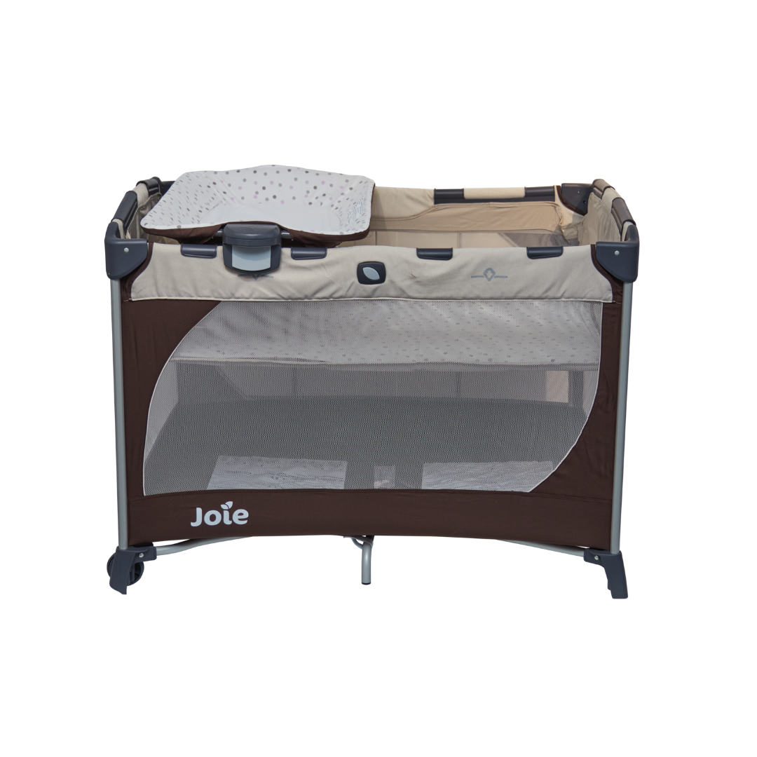 Patut pliant Commuter Change Beige Dots, cu cosulet detasabil inclus, Joie