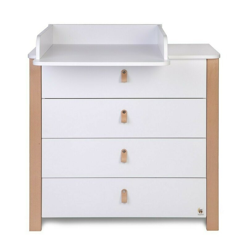 Comoda de infasat YappyEtude din lemn, YappyKids, 89x86x50 cm, Alb