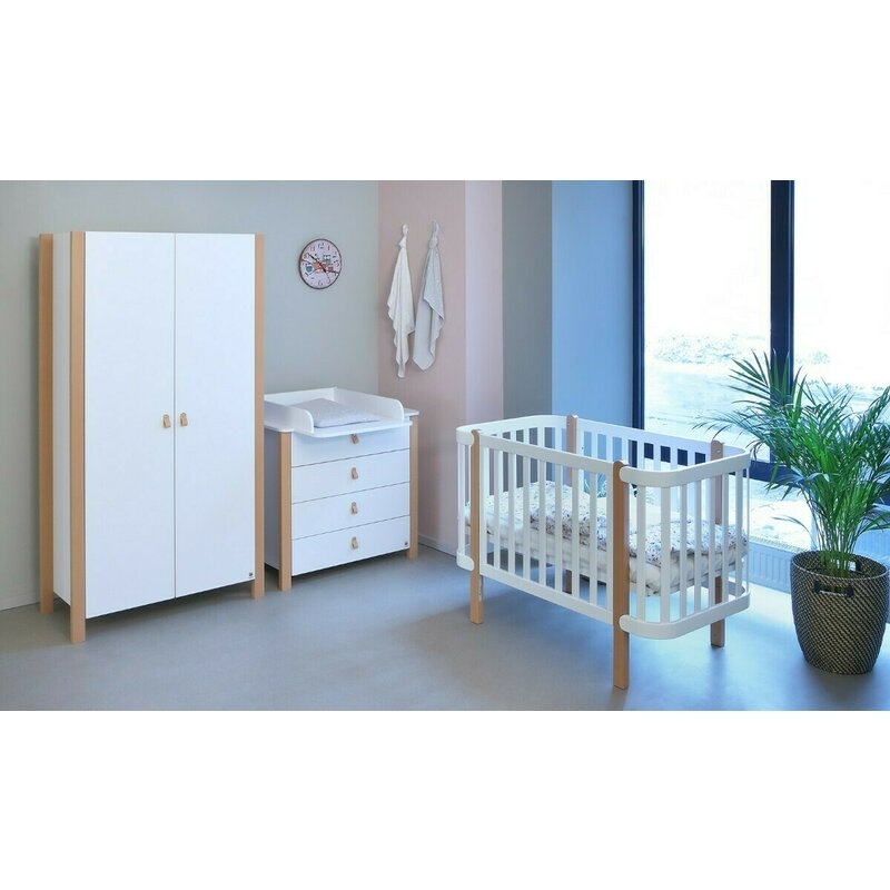 Comoda de infasat YappyEtude din lemn, YappyKids, 89x86x50 cm, Alb