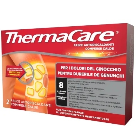 Comprese cu efect de incalzire pentru genunchi, 2 bucati, ThermaCare Comprese cu efect de incalzire pentru genunchi, 2 bucati, ThermaCare