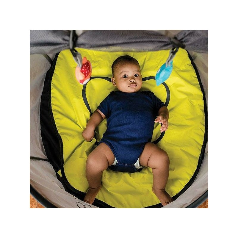 Cort de joaca, BBluv, Nido Mini, Cu plasa de tantari, Anti UV, Sistem pop-up, Ideal pentru plaja sau parc, Include 2 jucarii, Grey