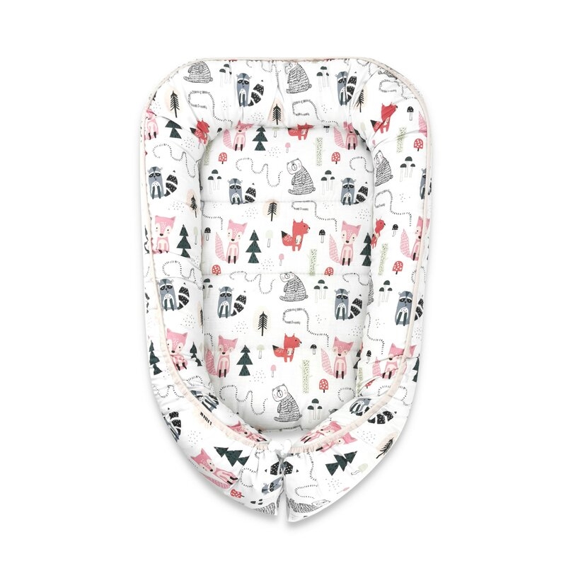 Cosulet bebelus, MimiNu, Pentru dormit, Baby Cocoon 75x55 cm, Husa 100% bumbac, Din bumbac certificat Oeko Tex Standard 100, Design, Fox