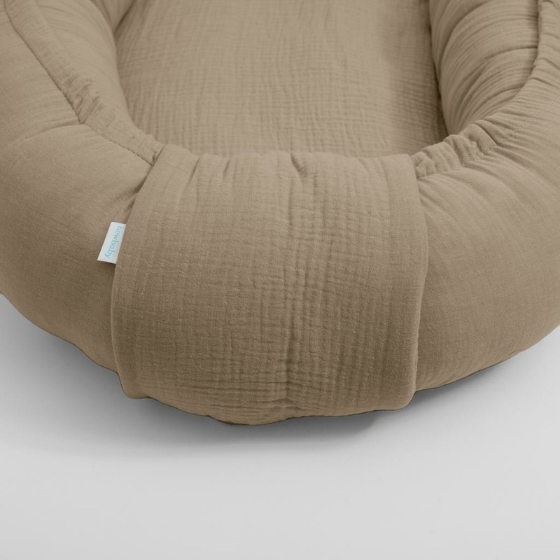 Cosulet bebelus pentru dormit, Baby Nest 80 x 50 cm, Din muselina, Din materiale certificate Oeko Tex Standard 100, New Baby, Beige