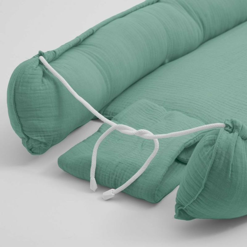 Cosulet bebelus pentru dormit, Baby Nest 80 x 50 cm, Din muselina, Din materiale certificate Oeko Tex Standard 100, New Baby, Green