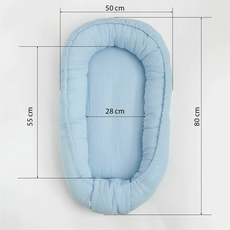Cosulet bebelus pentru dormit, Baby Nest 80 x 50 cm, Din muselina, Din materiale certificate Oeko Tex Standard 100, New Baby, Green