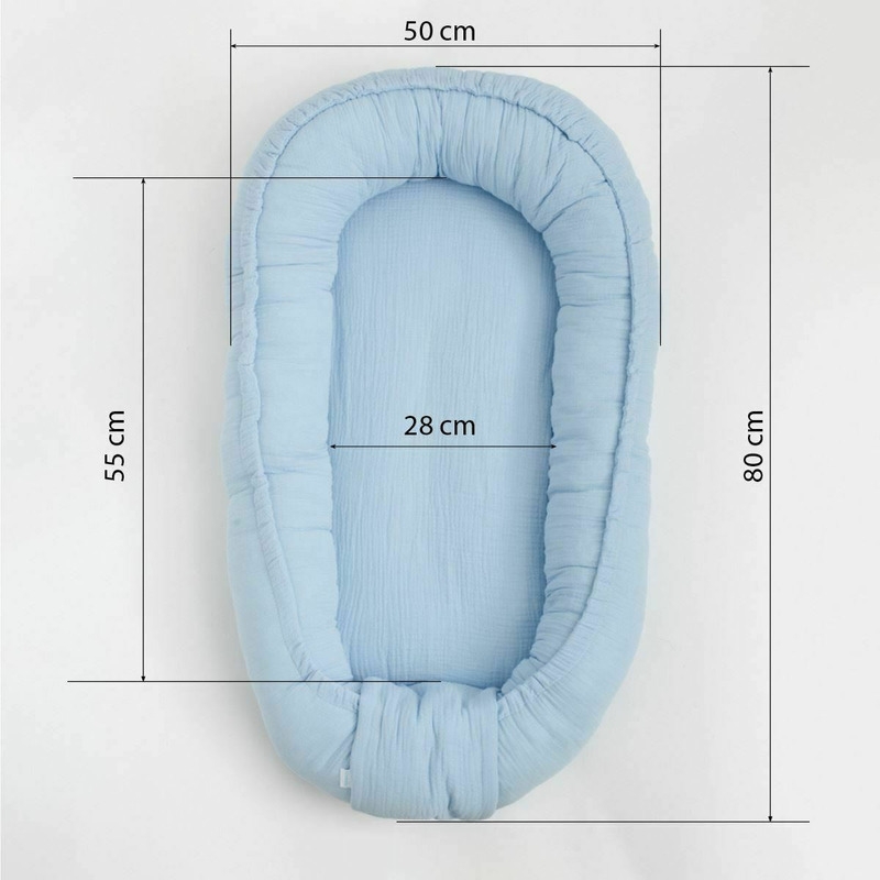 Cosulet bebelus pentru dormit, Baby Nest 80 x 50 cm, Din muselina, Din materiale certificate Oeko Tex Standard 100, New Baby, White