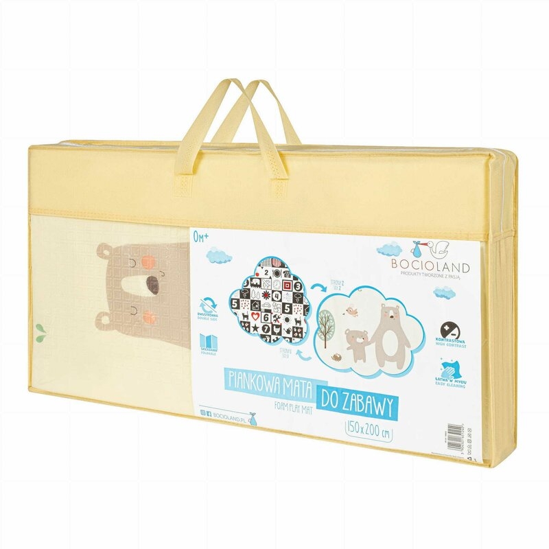 Covoras de joaca, Bocioland, Little Bear, Pliabil, Protectie impotriva loviturilor, Dimensiune mare, 200 x 150 cm, Cu Imprimeu pe ambele parti, Potrivit pentru utlizare atat in interior, cat si in exterior