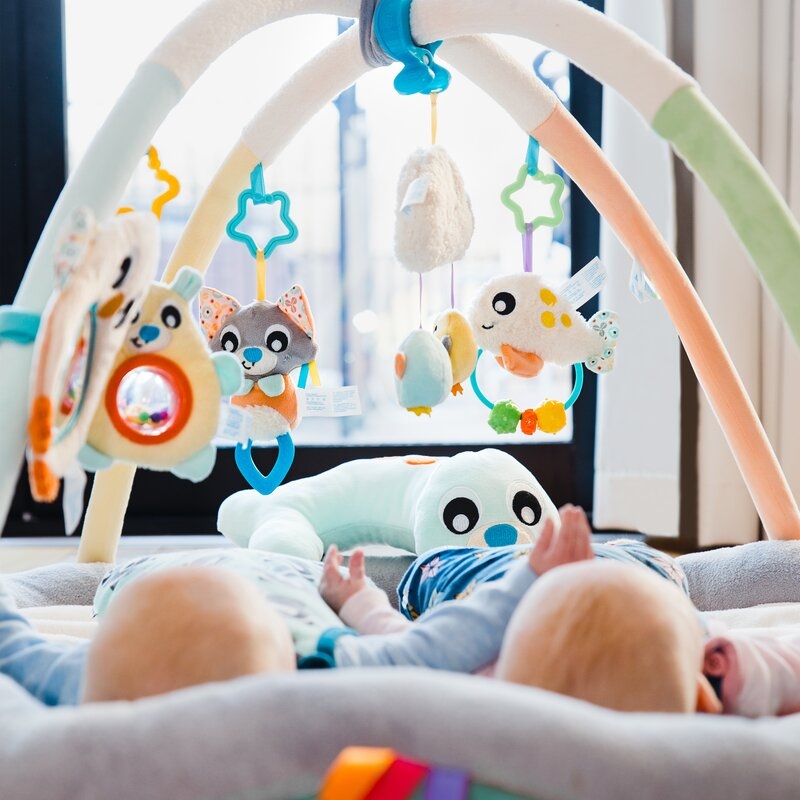 Covoras educational, Playgro, Penguin, Pentru copii, Interactiv, Multifunctional, Pentru activitati fizice, Cu elemente detasabile, 0 luni+, Snuggle Me Penguin Tummy Time Gym-Bag