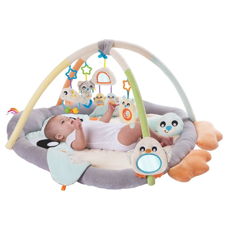 Covoras educational, Playgro, Penguin, Pentru copii, Interactiv, Multifunctional, Pentru activitati fizice, Cu elemente detasabile, 0 luni+, Snuggle Me Penguin Tummy Time Gym-Bag