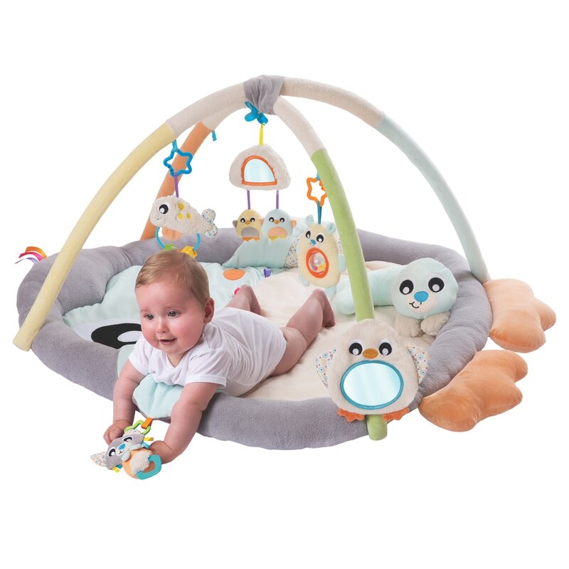 Covoras educational, Playgro, Penguin, Pentru copii, Interactiv, Multifunctional, Pentru activitati fizice, Cu elemente detasabile, 0 luni+, Snuggle Me Penguin Tummy Time Gym-Bag