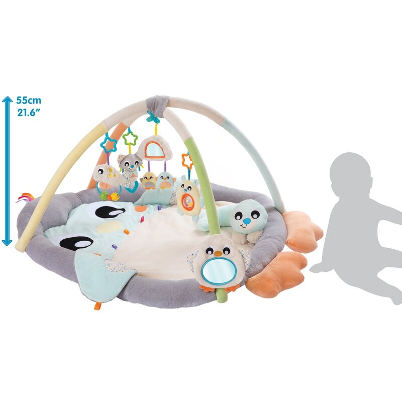 Covoras educational, Playgro, Penguin, Pentru copii, Interactiv, Multifunctional, Pentru activitati fizice, Cu elemente detasabile, 0 luni+, Snuggle Me Penguin Tummy Time Gym-Bag