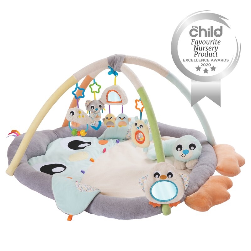 Covoras educational, Playgro, Penguin, Pentru copii, Interactiv, Multifunctional, Pentru activitati fizice, Cu elemente detasabile, 0 luni+, Snuggle Me Penguin Tummy Time Gym-Bag