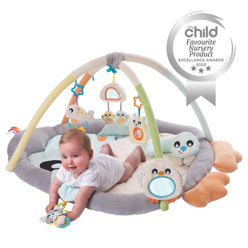 Covoras educational, Playgro, Penguin, Pentru copii, Interactiv, Multifunctional, Pentru activitati fizice, Cu elemente detasabile, 0 luni+, Snuggle Me Penguin Tummy Time Gym-Bag