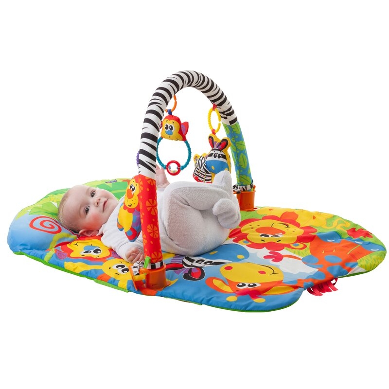 Covoras educational, Playgro, Pentru copii, Interactiv, Multifunctional, Pentru activitati fizice, Cu elemente detasabile, 0 luni+, 5 in 1 Safari Super Gym