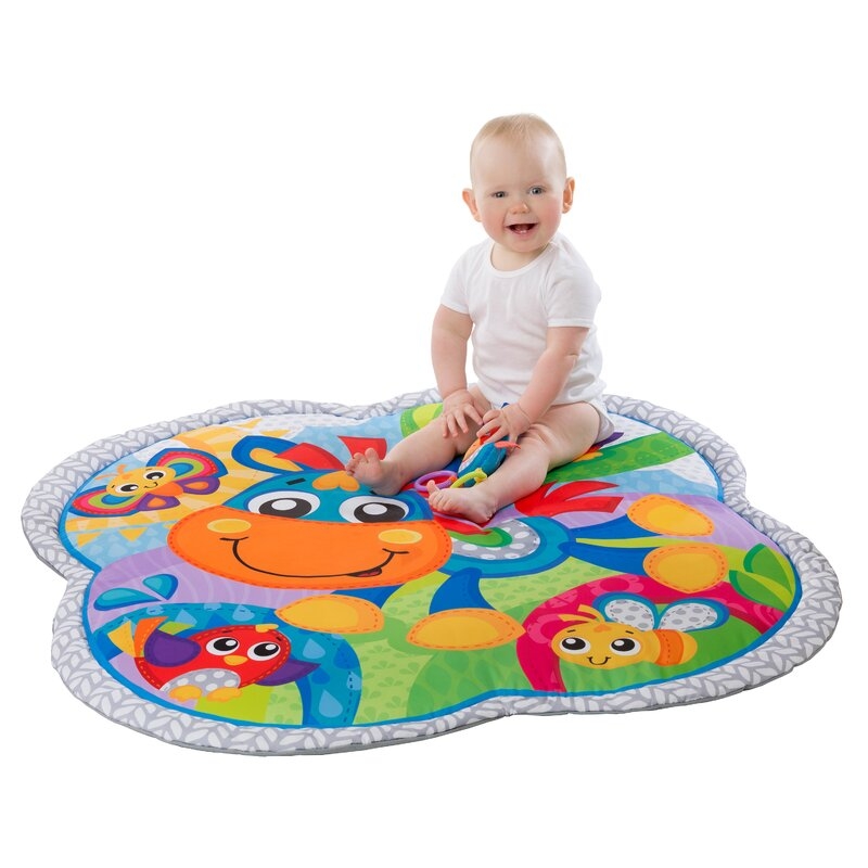 Covoras educational, Playgro, Pentru copii, Interactiv, Multifunctional, Pentru activitati fizice, Cu elemente detasabile, 0 luni+, Clip Clop Musical Activity Gym