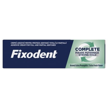 Crema adeziva pentru proteza dentara Complete Strong Hold Extra Fresh, 47 g, Fixodent